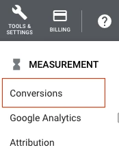 screenshot of conversions