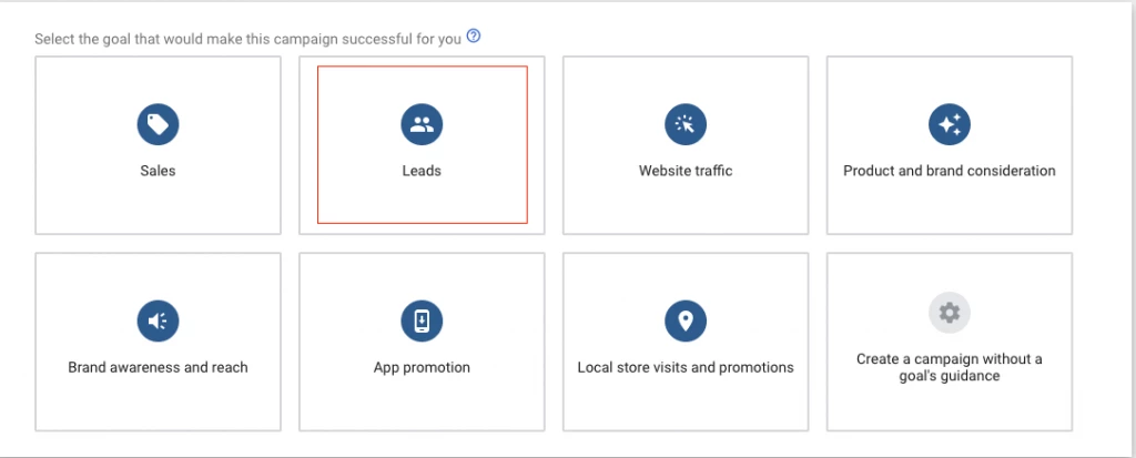 Screenshot of campaign goal
