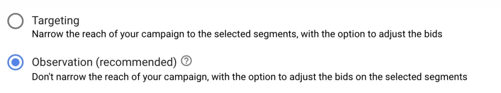 Google Ads audience targeting options