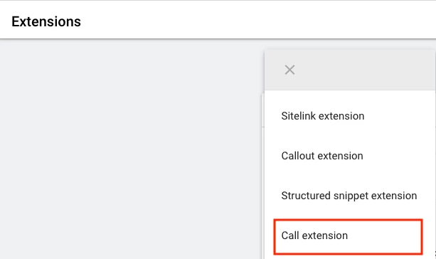 screenshot of call extension