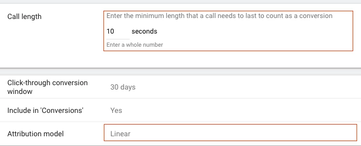 screenshot of calls from ads settings