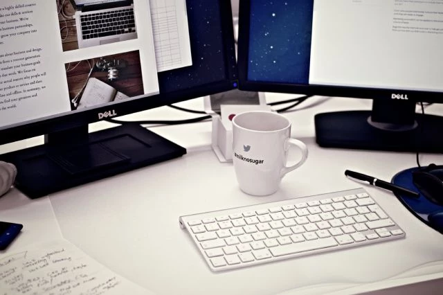 keyboard and screens workspace