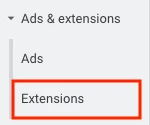 screenshot of extensions