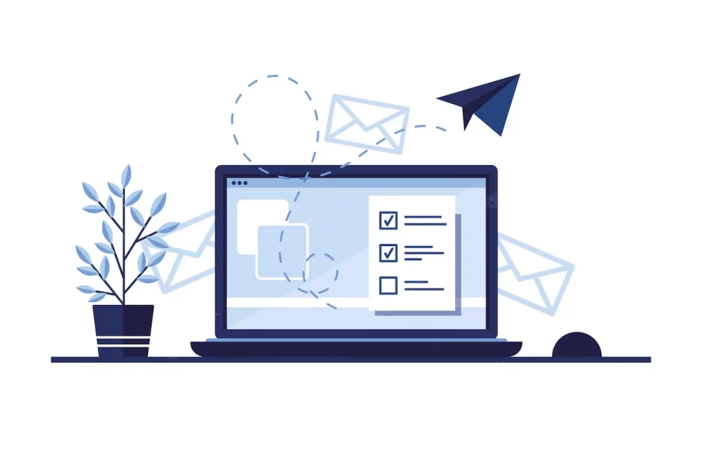 laptop screen with email being sent