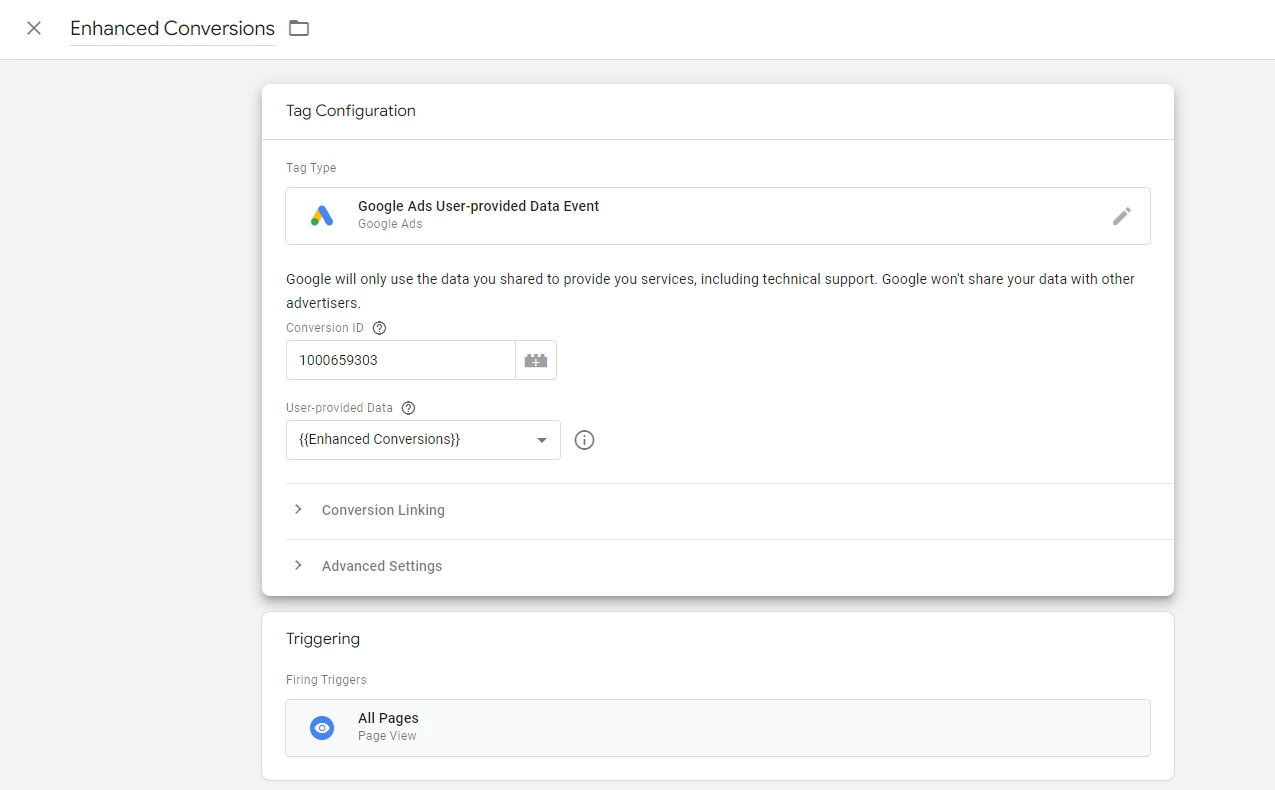 Setup Enhanced Conversions