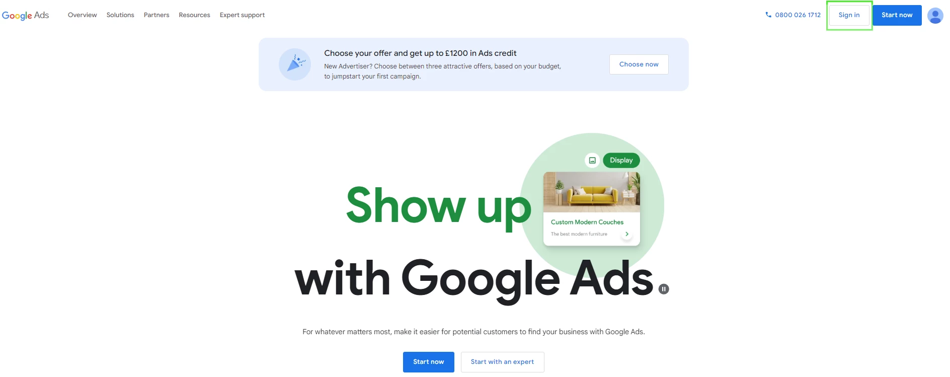 Google Ads Sign In Page