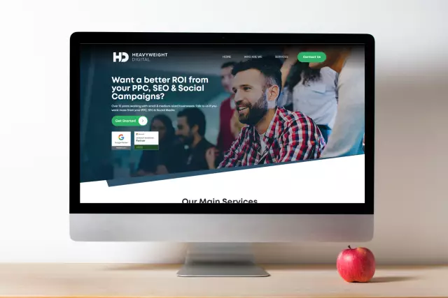 landing page open on a computer screen
