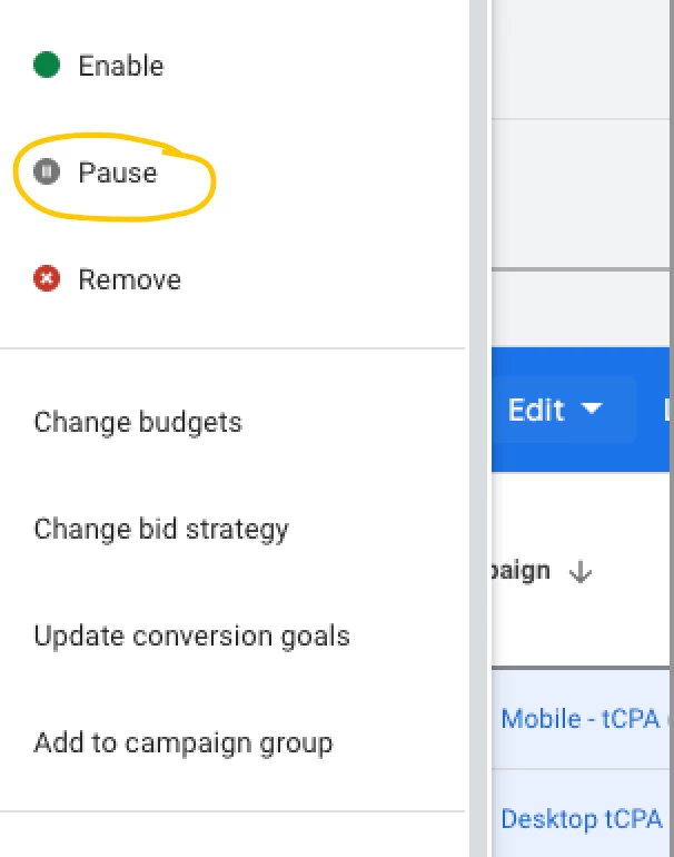 Pausing your ad campaign, Pausing multiple ads, video ads, and text ads. Look at implementing negative keywords