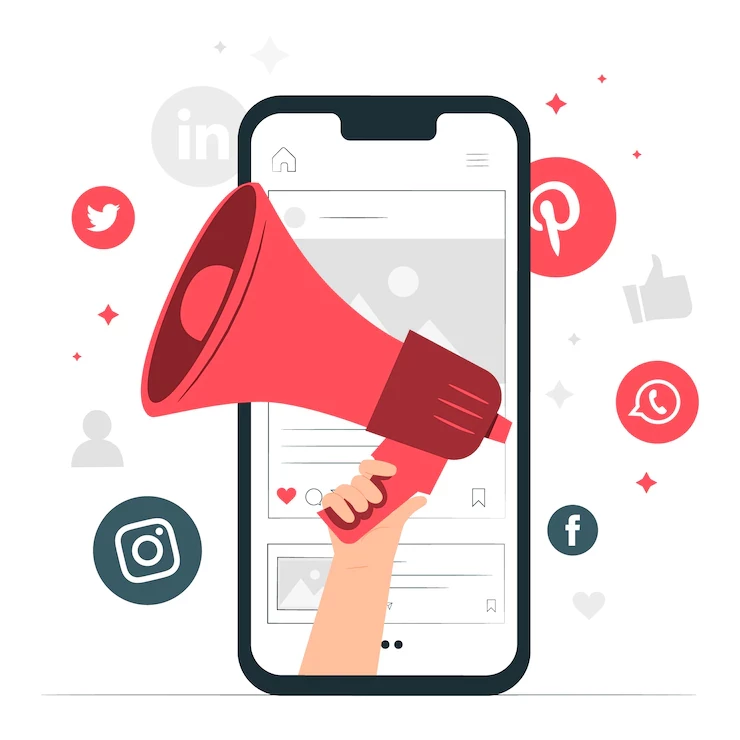 phone screen with megaphone in front