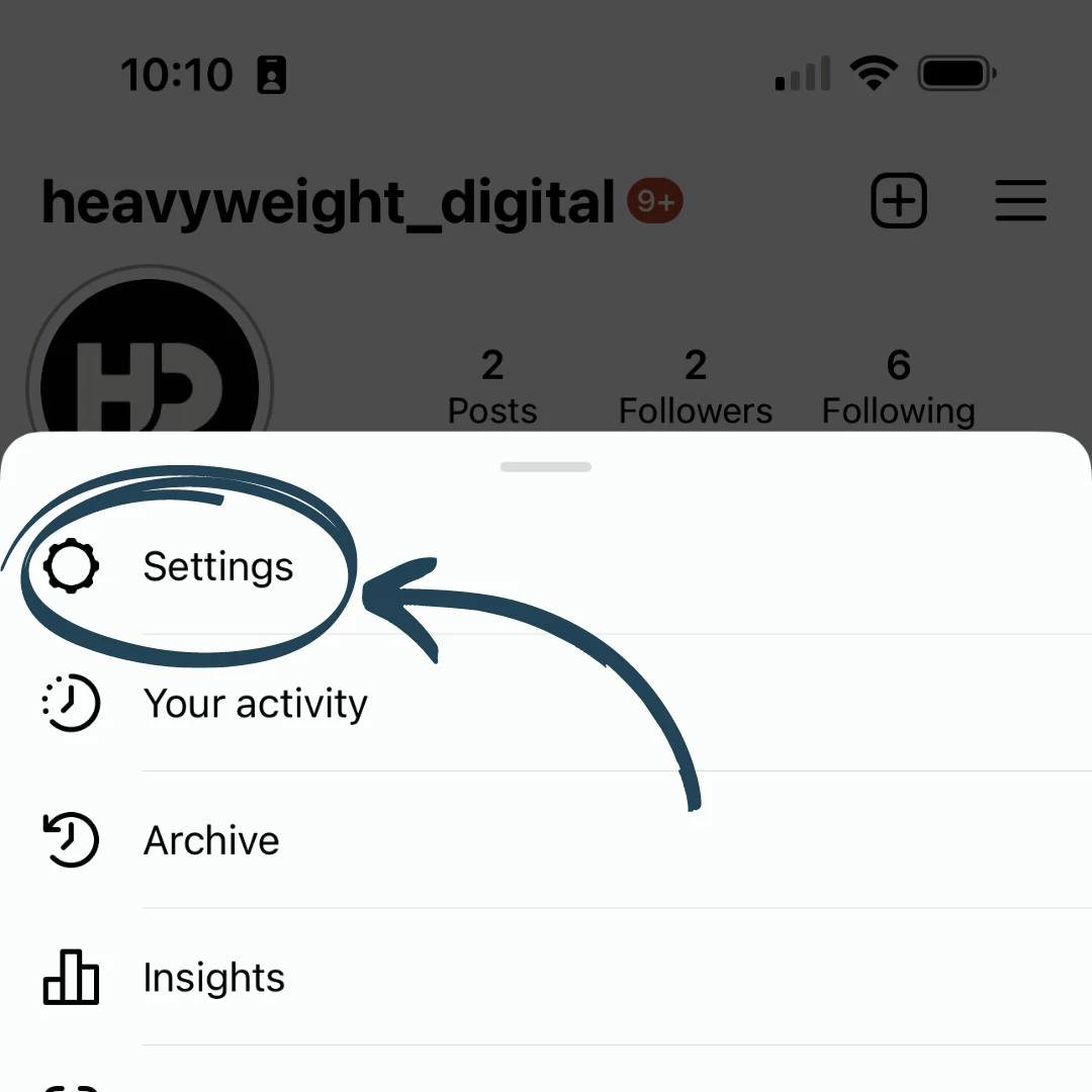 Settings of your Instagram account