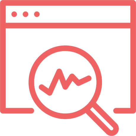 icon of a magnifying glass looking at a computer browser
